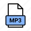 file, folder, mp3, document, format, paper, extension, file type, audio, sound 