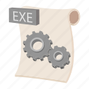 cartoon, document, exe, file, format, sign, type