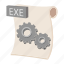 cartoon, document, exe, file, format, sign, type 