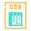 csv, file, format, document, presentation, web 