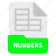 document, file, format, numbers 