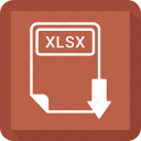 document, extension, file, format, paper, type, xlsx