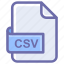 csv, extension, file, file format, type