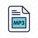audio, document, extension, file, mp3, type