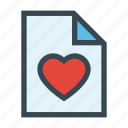 document, fav, favourite, file, heart, love