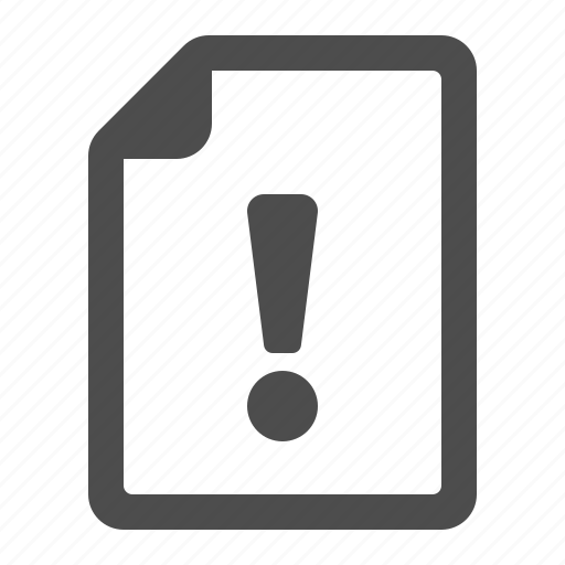 Document, exclamation mark, file, page, warning icon - Download on Iconfinder