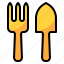 fork, gardening, hobby, spoon, trowel 