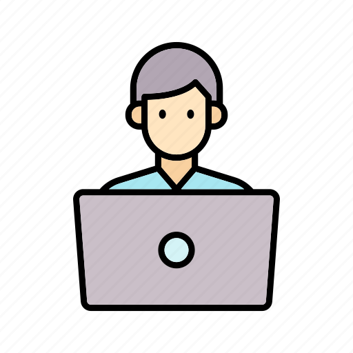 Laptop, man, online, student icon - Download on Iconfinder