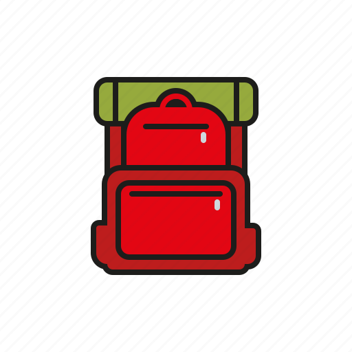 Backpack, camping, equipment, ground pad, outdoors, rucksack, trekking icon - Download on Iconfinder