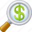 business, dollar, finance, magnifier, magnifying glass, wealth 