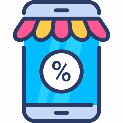 Discount, mobile, mobile commerce, percentage, phone, shop icon - Download on Iconfinder