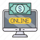 cash, dollar, online, pay, screen