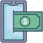cash, dollar, finance, mobile, online, payment, smartphone 