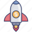 dollar, launch, money, rocket, start, startup, up 