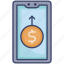 arrow, finance, mobile, money, smartphone, transfer 