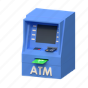 automatic, teller, machine, atm, bank, finance, icon, 3d, illustration 