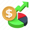 dollar, money, price, up, high, data, statistic, finance, icon, 3d, illustration 