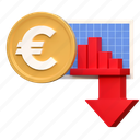 euro, money, investment, price, down, low, finance, icon, 3d, illustration 