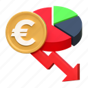 euro, money, price, down, low, data, statistic, finance, icon, 3d, illustration 
