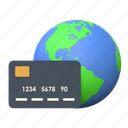global, card, emoney, service, finance, icon, 3d, illustration 