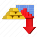 gold, investment, price, down, low, finance, icon, 3d, illustration 