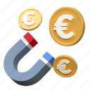 magnet, pulling, euro, coin, finance, illustration 