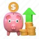 saving, coin, in, piggybank, investment, finance, icon, 3d, illustration 