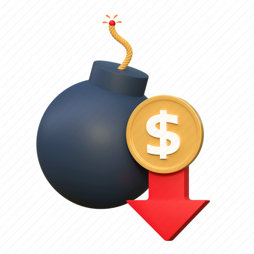 Dollar, money, price, low, down, time, bomb 3D illustration - Download on Iconfinder