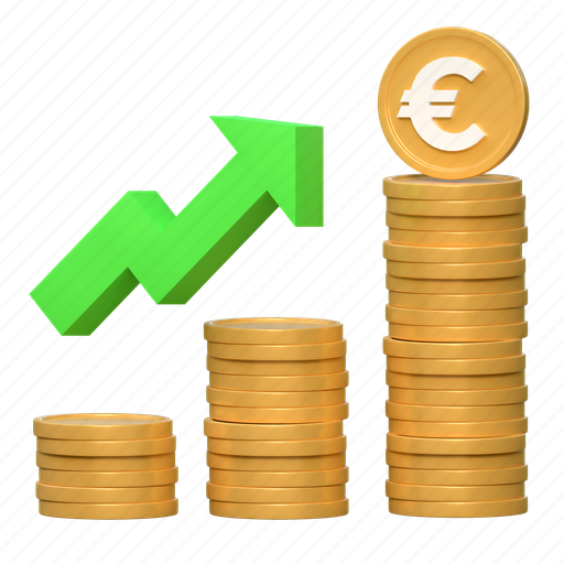 Euro, coin, money, price, increase, investment, finance 3D illustration - Download on Iconfinder