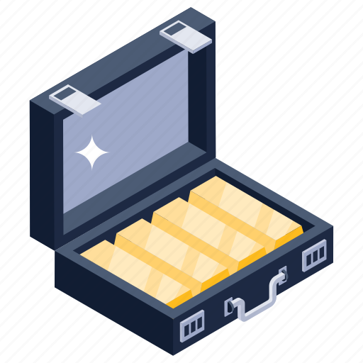 Billion case, gold case, gold handbag, gol bars briefcase, gold bag icon - Download on Iconfinder