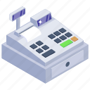 cash register, cash counter, cash till, point of service, invoice machine 