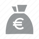 bag, currency, euro, finance, konnn, money, sign