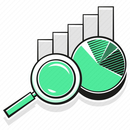 Analysis, chart, graph, business, money, finance, magnifying glass icon - Download on Iconfinder