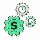 money, gears, business, finance, idea, time, clock, bulb, marketing