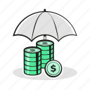 protect, money, finance, bank, coin, umbrella, security, shield, protection