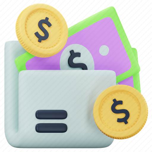 Money, folder, currency, storage, dollar, reward 3D illustration - Download on Iconfinder