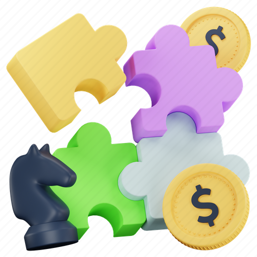 Puzzle, jigsaw, piece, strategy, plan, money, solution 3D illustration - Download on Iconfinder
