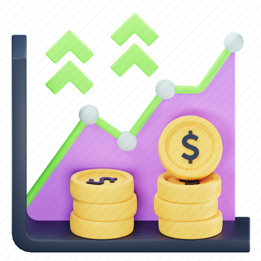 Stocks, chart, graph, growth, analysis, money, investment 3D illustration - Download on Iconfinder