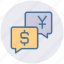 chat, conversation, currency, dollar, payment talk, yen 