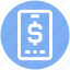 dollar, dollar sign, mobile, online payment, phone, smartphone 