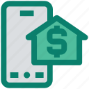 dollar sign, finance, house payment, mobile, online payment, phone