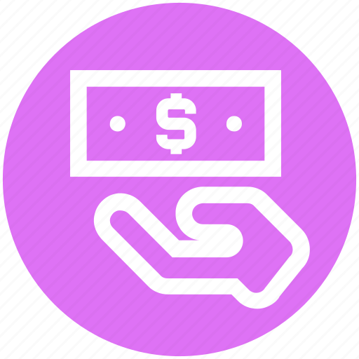 Cash, cash on hand, hand and note, hand holding dollar, hand with dollar, money, share icon - Download on Iconfinder
