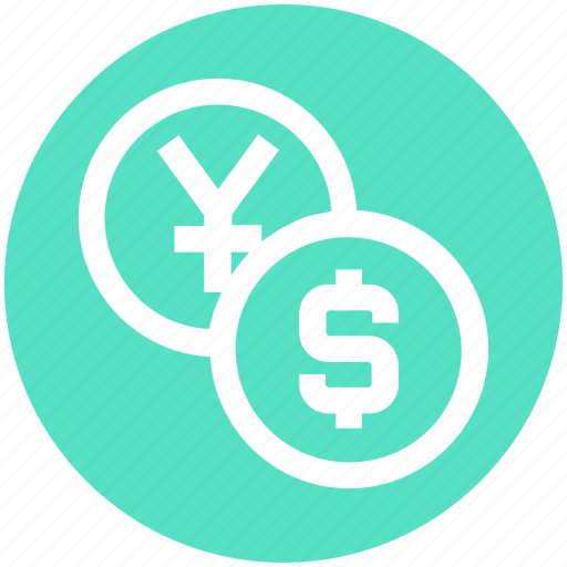 Cash, coins, dollar, dollar coin, finance, yen, yen coin icon - Download on Iconfinder