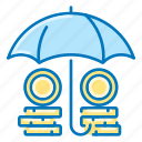 insurance, umbrella, coins, protection