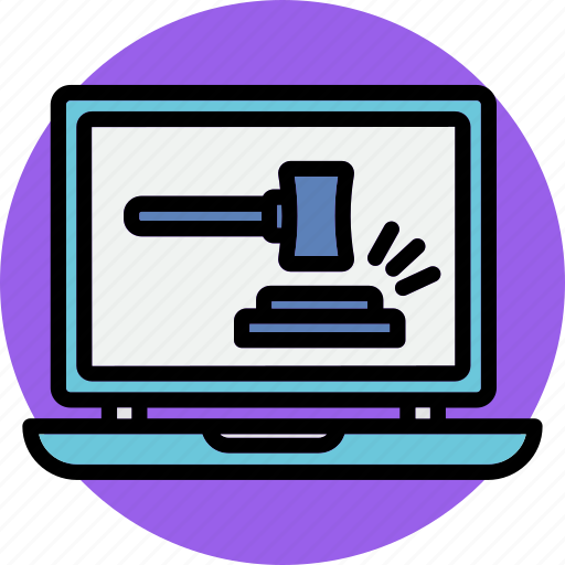 Online auction, auction, internet service, gavel, judgment, law, legal icon - Download on Iconfinder