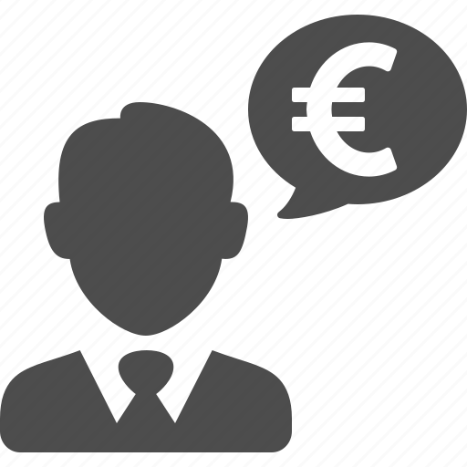 Banker, businessman, chat bubble, currency, euro, finance, money icon - Download on Iconfinder