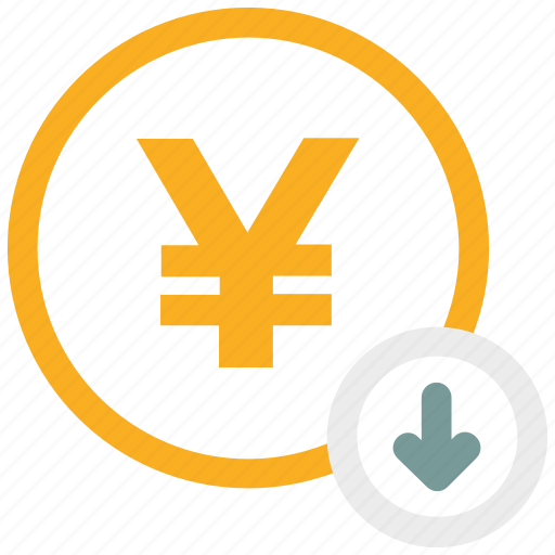 Coin, down arrow, yen icon icon - Download on Iconfinder