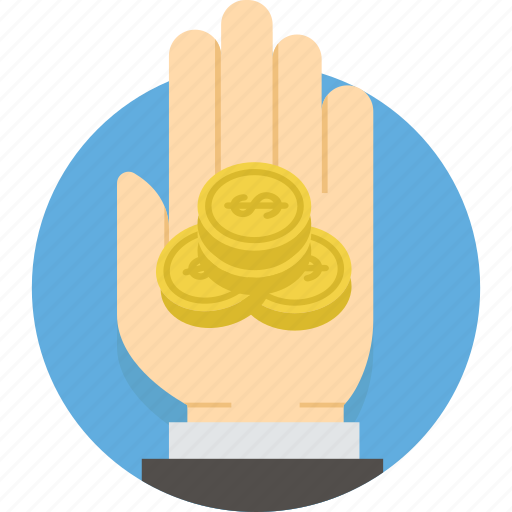 Cash, coin, dollar, finance, gold, hand, money icon - Download on Iconfinder