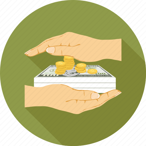 Coins, dollars, money in hands icon - Download on Iconfinder