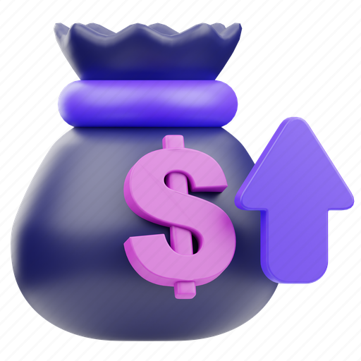 Money, bag, growth, business, financial, success, graph 3D illustration - Download on Iconfinder